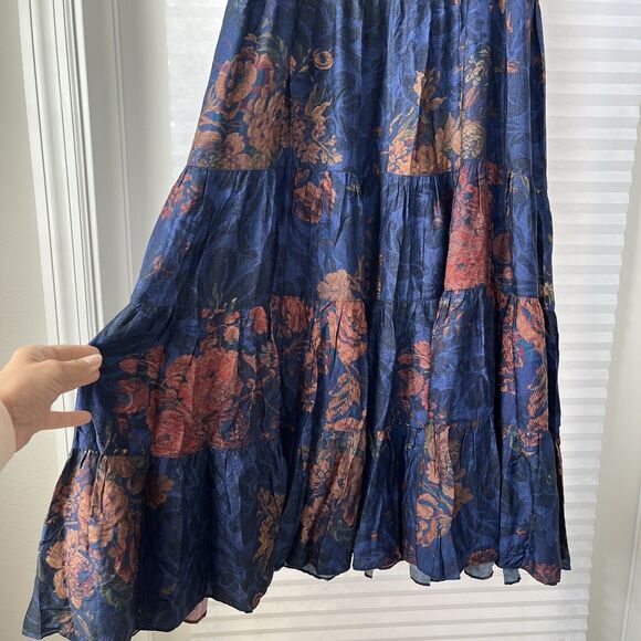 Peruvian Conection midi Dress tiered spaghetti strap floral print size US 2 - Picture 7 of 7